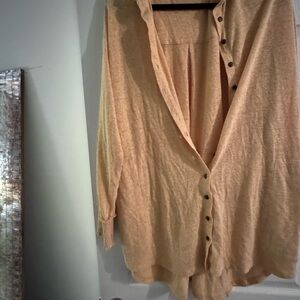 Women's Tan Button-Up Top